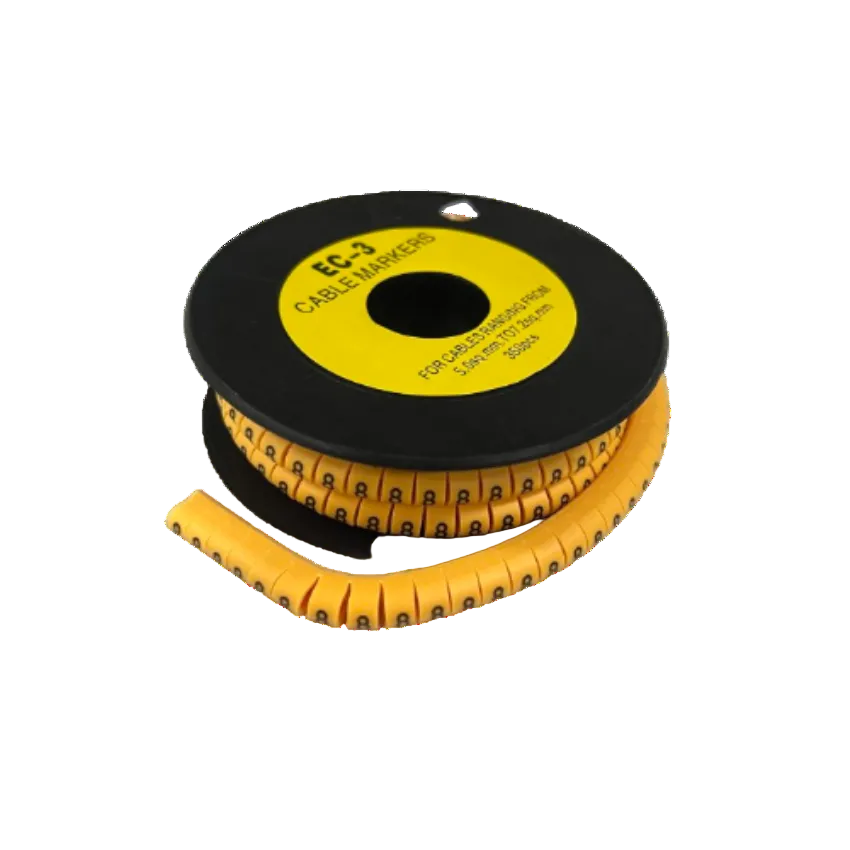 Cable marker - 8 Yellow flexible spiral cable identification tape on black spool for wiring organization