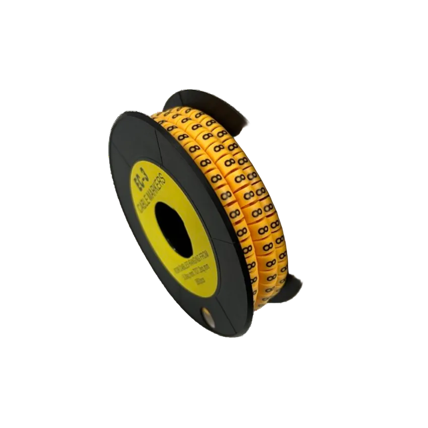 Spool of numbered plastic Cable marker - 8 Yellow reel for cable identification and organization