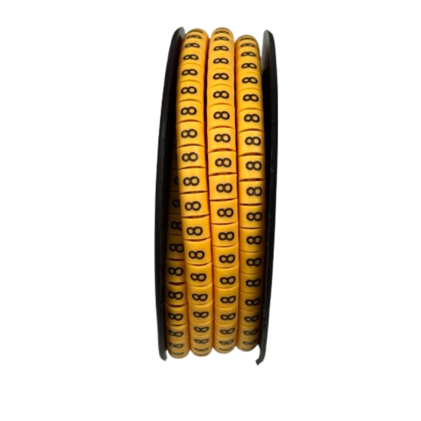 Grippes spool of Cable Marker 8 - Yellow adhesive cable labels on a reel for cable management