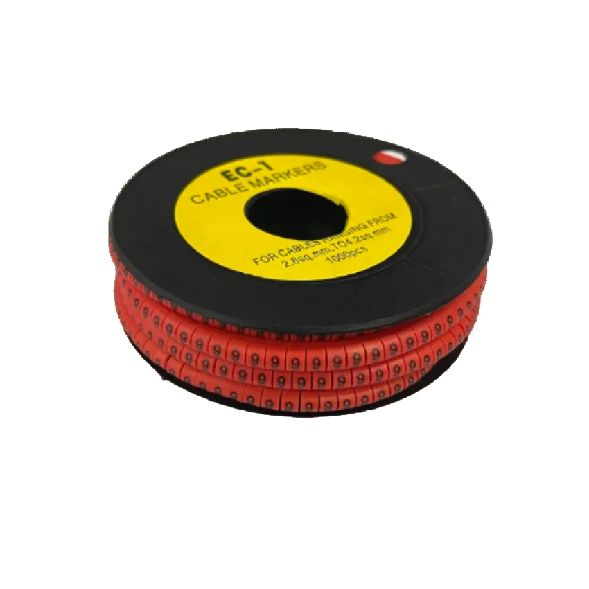Grippes Cable Marker - 9 Red spool of numbered cable markers for wire identification and cable management