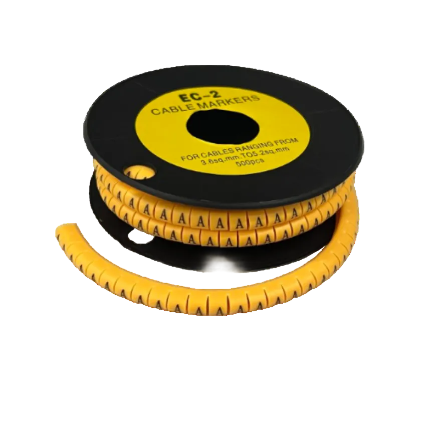 Grippes spool of yellow cable markers printed A segments for wiring identification Cable Marker A - Yellow