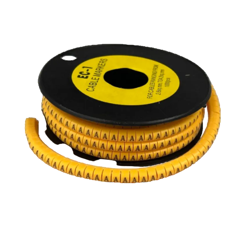 Cable Marker - A Yellow spiral cable marker spool from China for wire identification and cable management