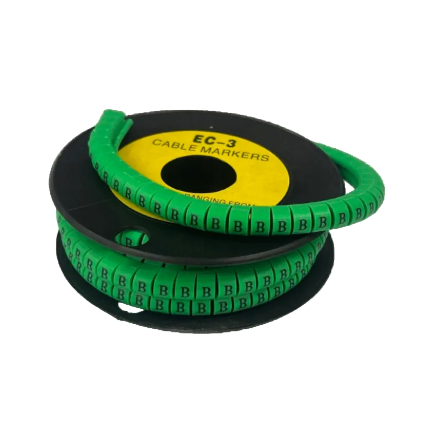 Green spool of lettered cable labels for wire identification Cable Marker - B Green on black reel from China