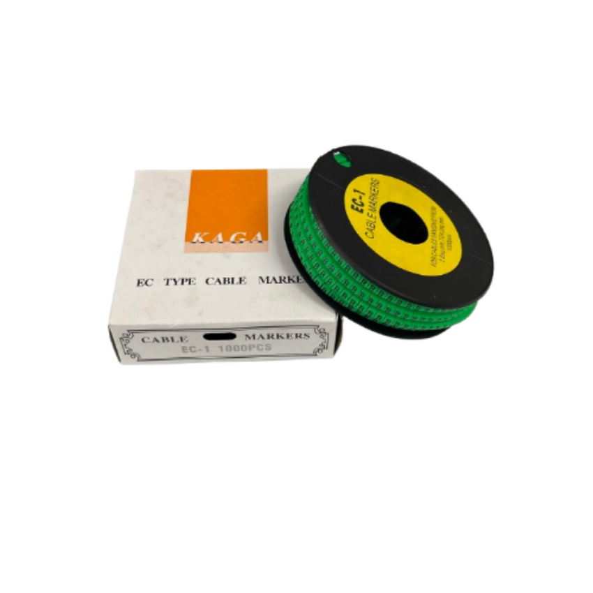 Grippes Cable Marker - B Green spool of numbered cable labels with white product box