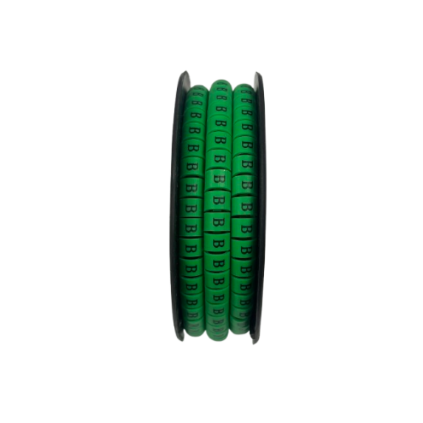 Spool of green cable identification rings labeled B for wiring organization Cable Marker - B Green