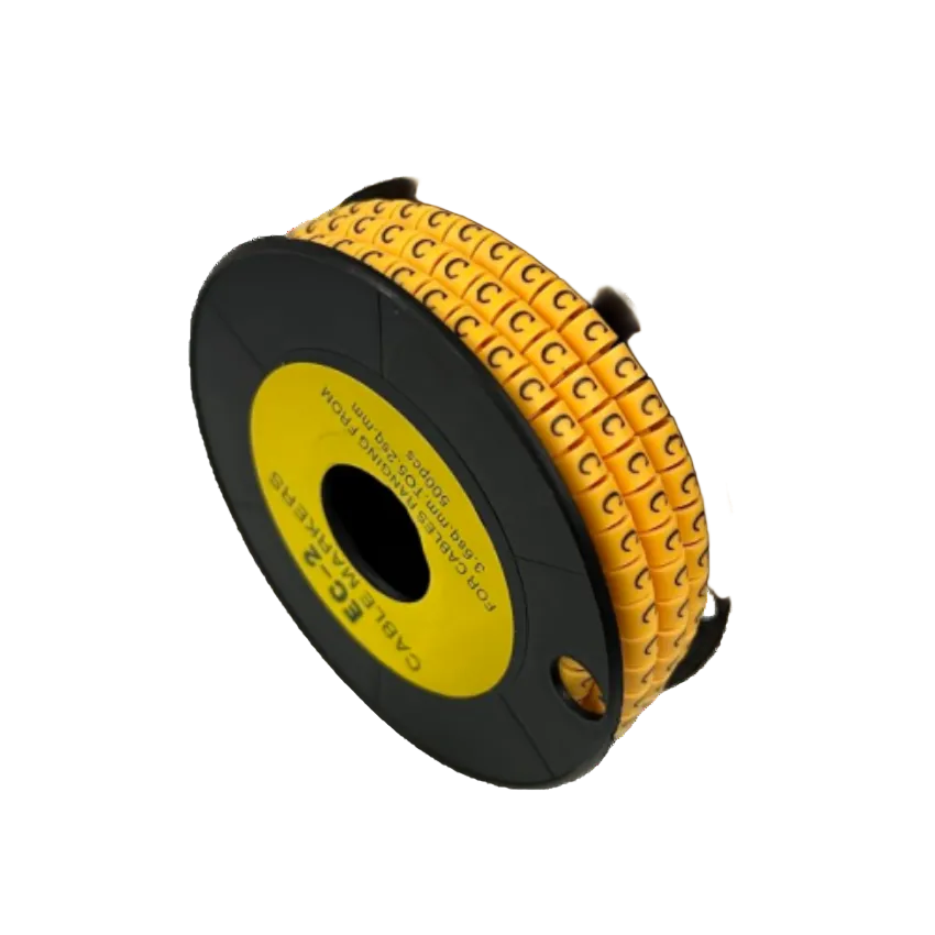 Grippes Cable Marker C - Yellow spool of self adhesive letter C cable identifiers for wiring