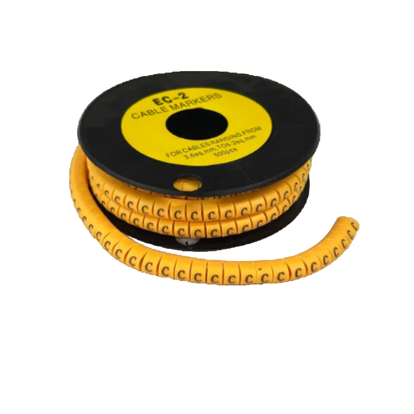 Grippes Cable Management spool of Cable Marker C - Yellow lettered markers on flexible rings for wire labeling