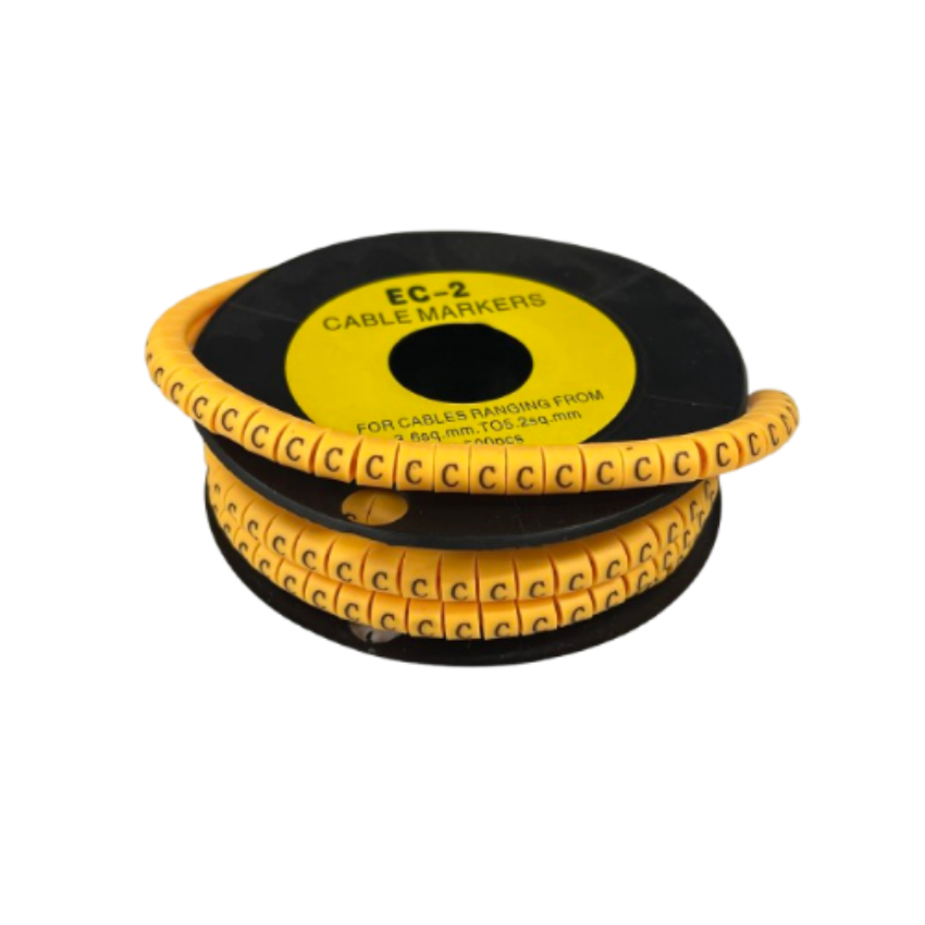 Grippes Cable Marker C - Yellow spool of segmented plastic C markers for cable identification