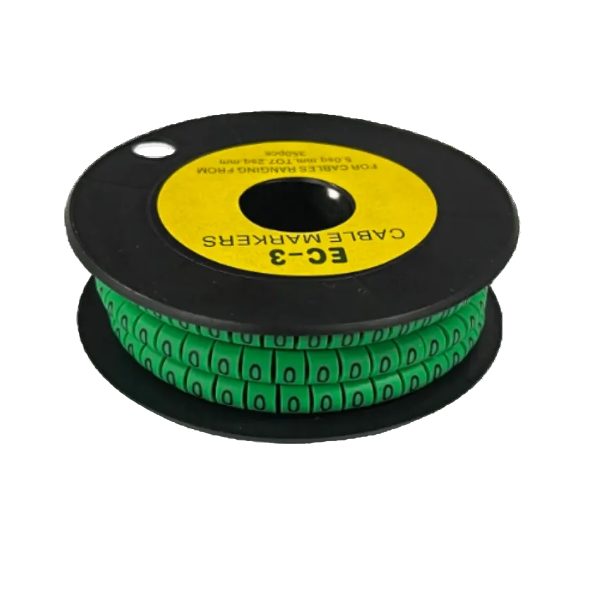 Spool of Cable Marker Green 0 numeric rings on flexible green markers for cable management and wiring