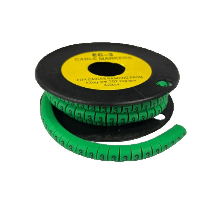 Spool of Cable Marker Green -3 cable identification rings for organized wiring