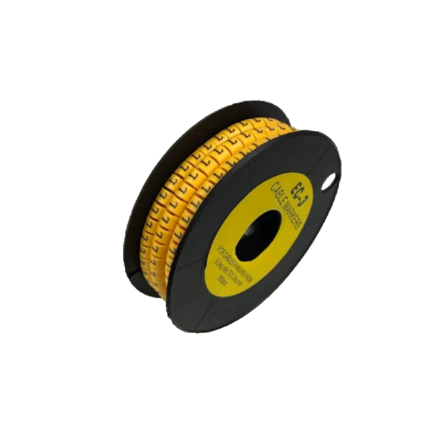 Grippes Cable Marker L - Yellow spool of yellow letter L cable markers for cable identification and wire organization