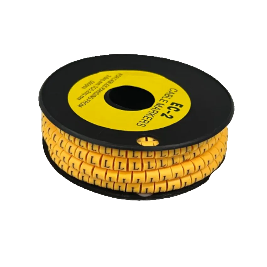 Grippes Cable Marker L - Yellow spool of flexible letter L cable markers for organized cable management