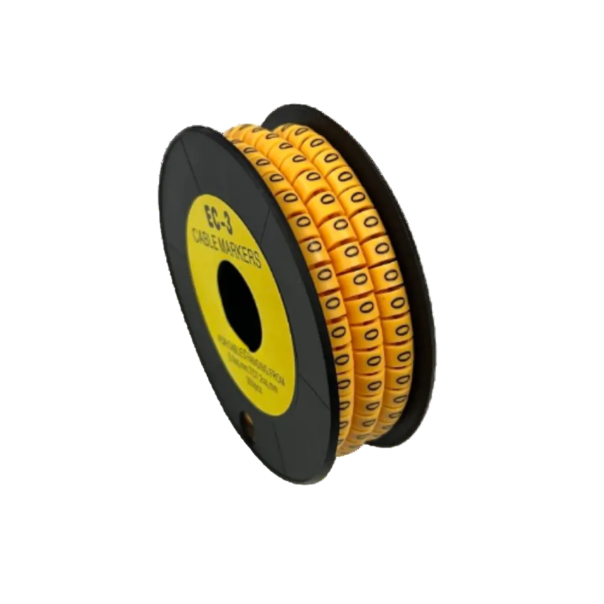 Grippes spool of yellow O cable markers on black reel for wiring identification Cable Marker O - Yellow