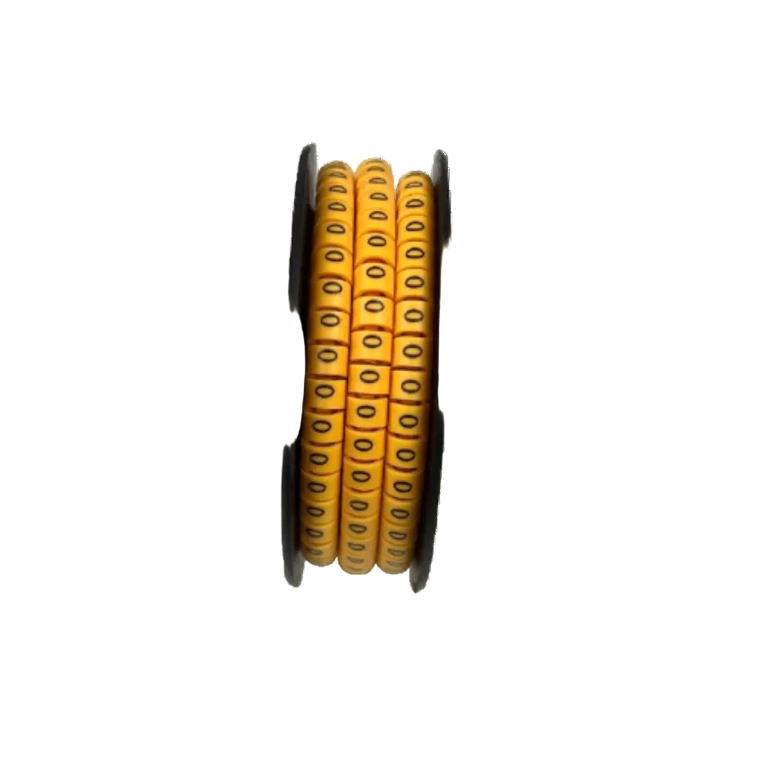 Grippes Cable Marker O - Yellow reel of round yellow cable markers with black O print for cable management