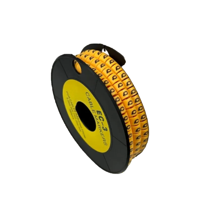 Grippes spool of Cable Marker Q - Yellow round cable ID markers on black reel for wiring organization