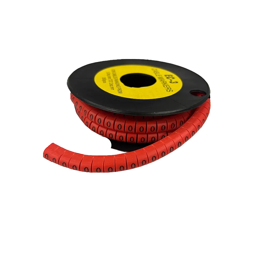 Grippes Cable Marker Red - 0 on a spool for organized cable management and identification