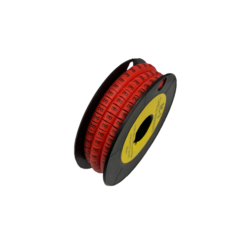Grippes Cable Marker Red - E on a spool for efficient cable organization and identification