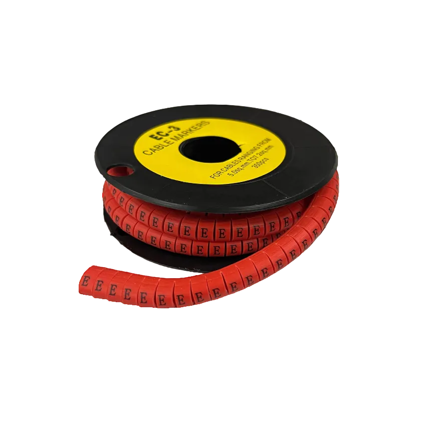 Red cable marker roll for easy identification labeled with E for effective cable management