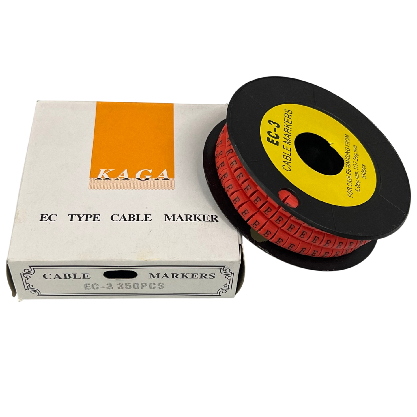 Grippes Cable Marker Red - E in a convenient roll with a packaging box for organized cable management
