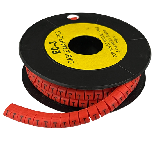 Grippes Cable Marker Red - T on a spool for effective cable management and organization