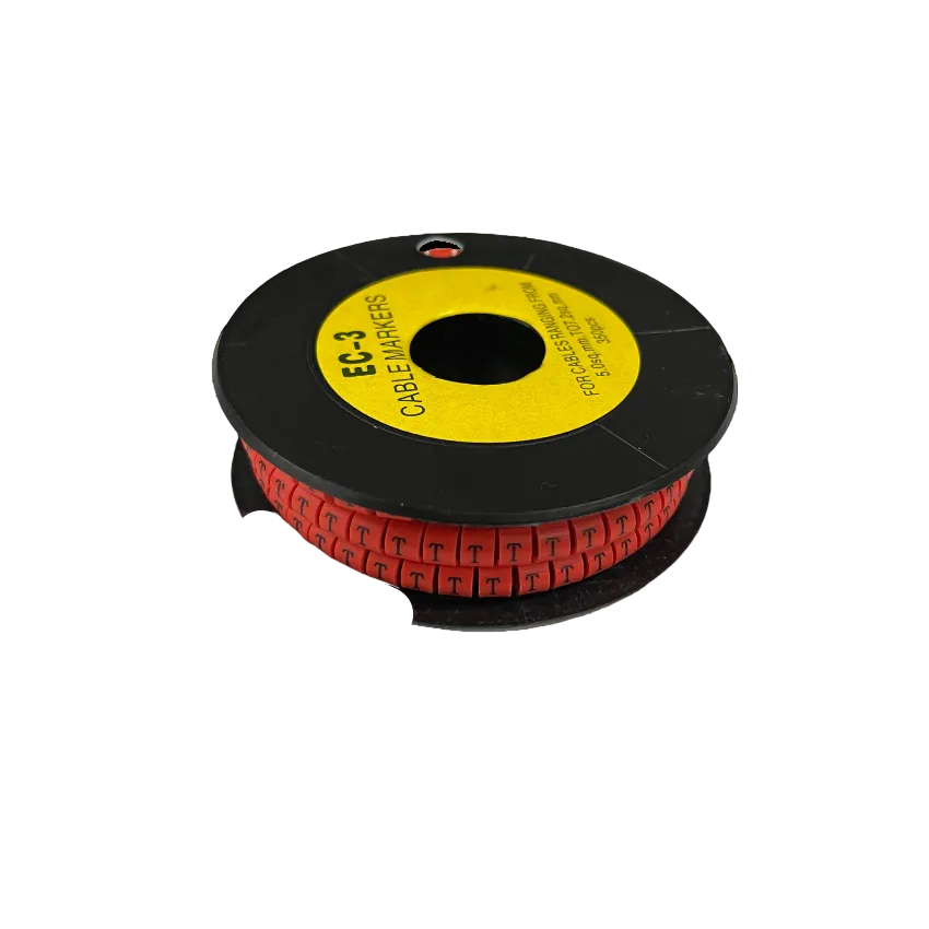 Grippes Cable Marker Red - T on a spool for organized cable management