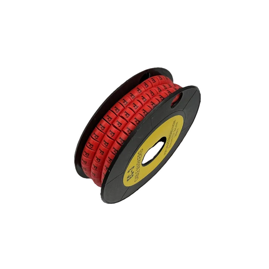 Grippes Cable Marker Red - F on a spool for organized cable management solutions