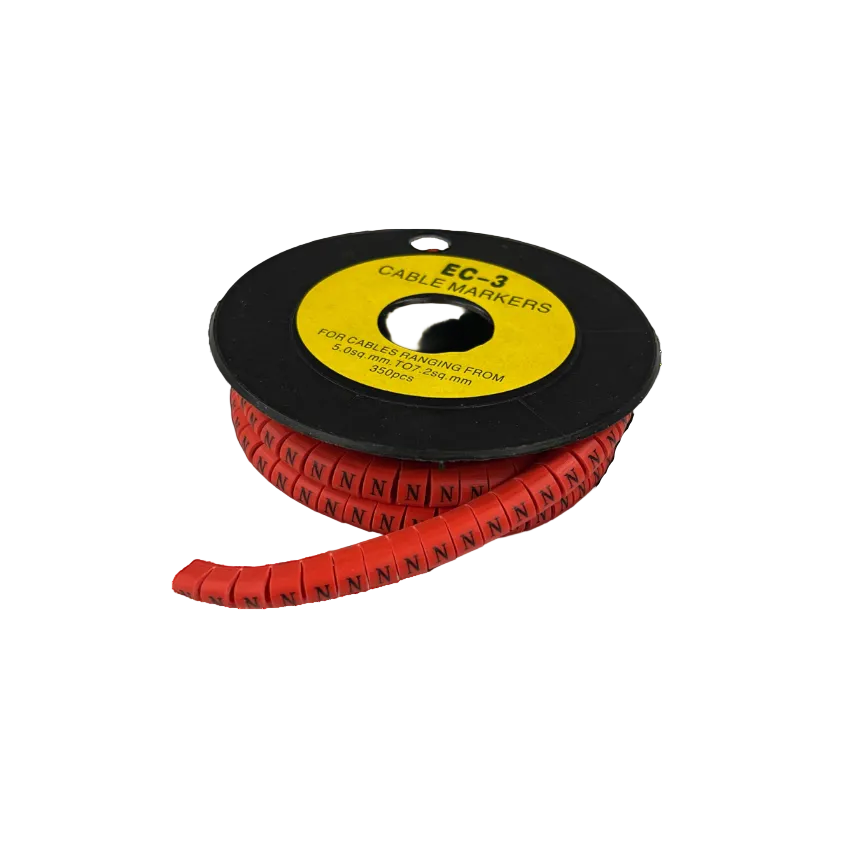 Grippes EC-3 Cable Marker Red - N on a spool, ideal for organizing cables from 5mm to 10mm