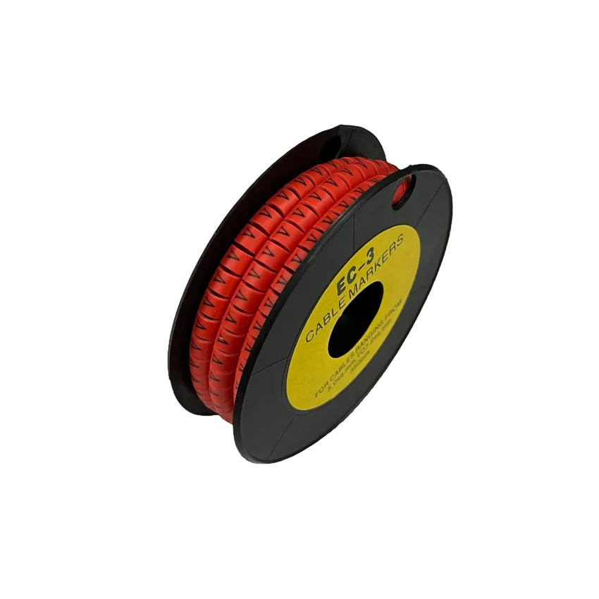 Grippes Cable Marker Red - V on a spool for organized cable management and identification