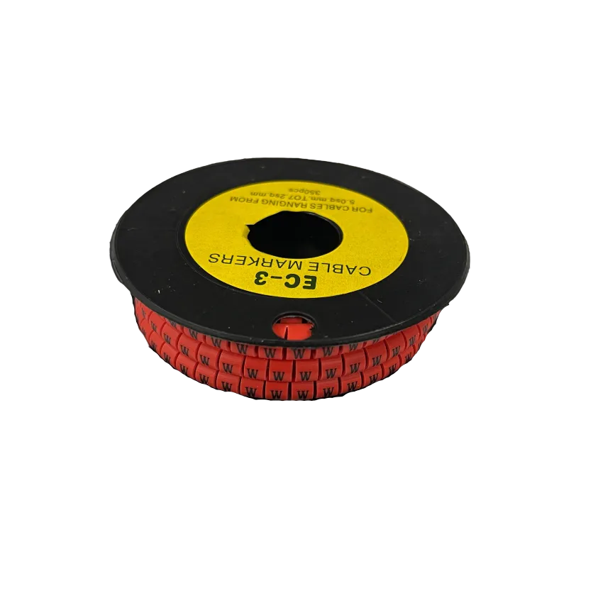 Cable Marker Red - W on a spool for organizing and identifying cables easily