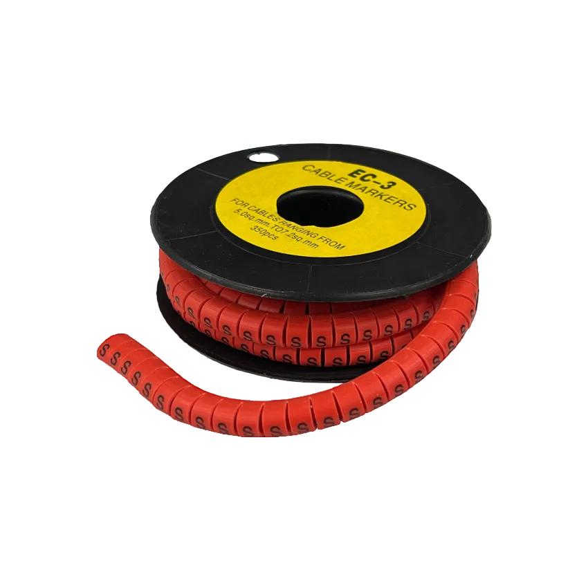 Grippes Cable Marker S - Red on a spool, perfect for organizing cables from 5 to 20 mm