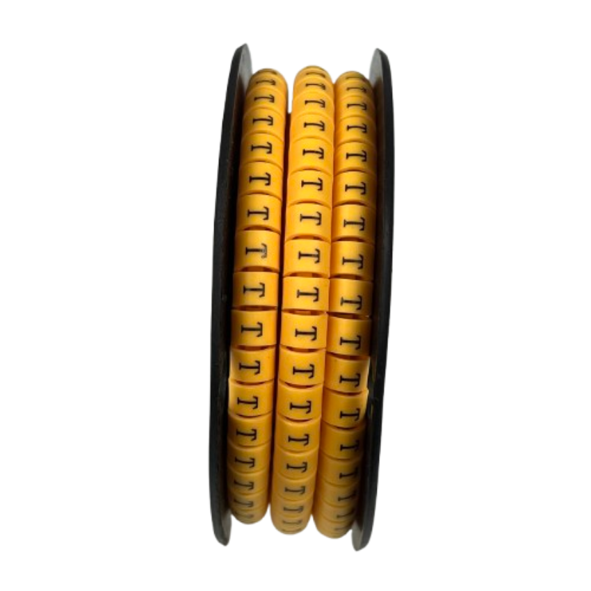 Grippes Cable Marker T - Yellow spool of T shaped cable markers for organized cable management