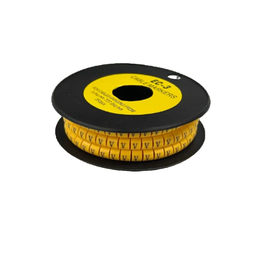 Grippes Cable Marker V - Yellow spool of adhesive V cable labels for wire identification and organization