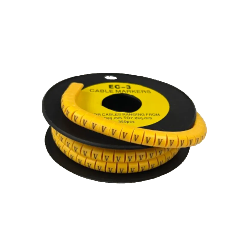Grippes Cable Marker V - Yellow reel of preprinted V cable markers on spool for wire identification