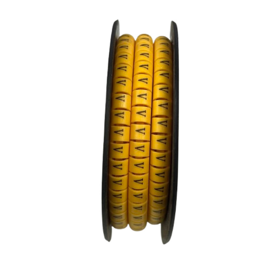 Grippes Cable Marker V - Yellow spool of adhesive V labels on reel for wire identification and organization