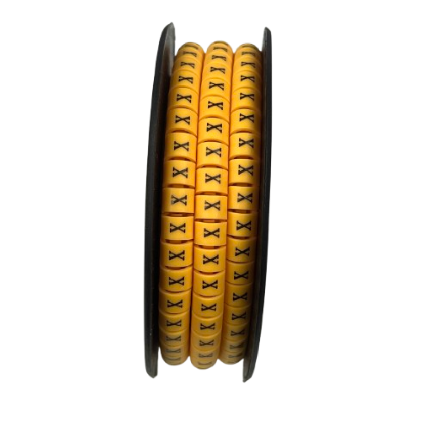 Grippes Cable Marker X - Yellow spool of round wire markers with black X for cable identification and organization
