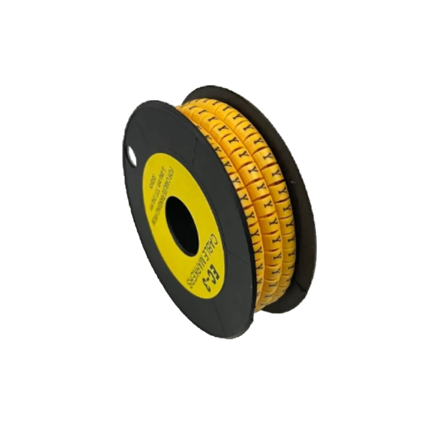 Grippes Cable Marker Y - Yellow spool of adhesive cable labels on black reel for wiring identification