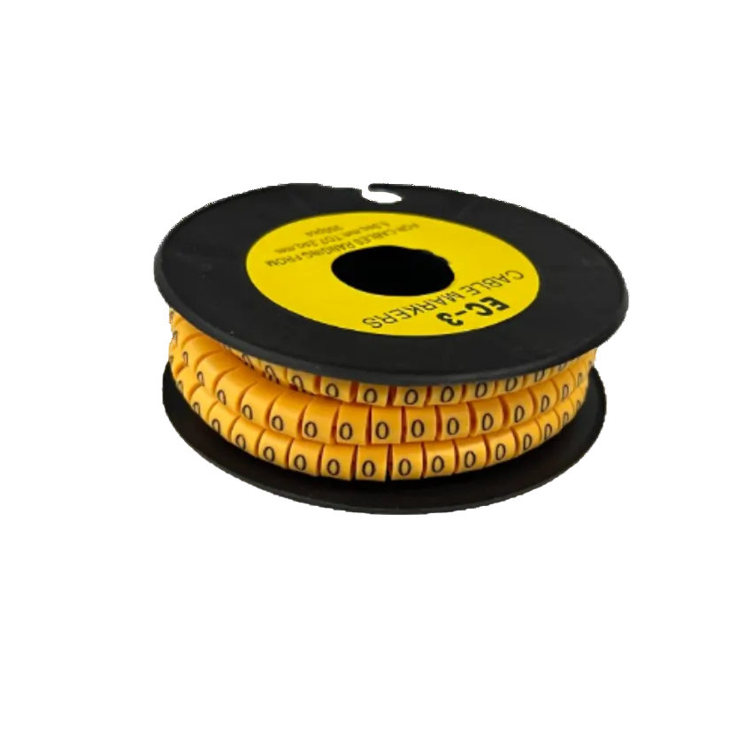 Spool of Cable Marker Yellow 0 numeric wire labels for cable management and identification