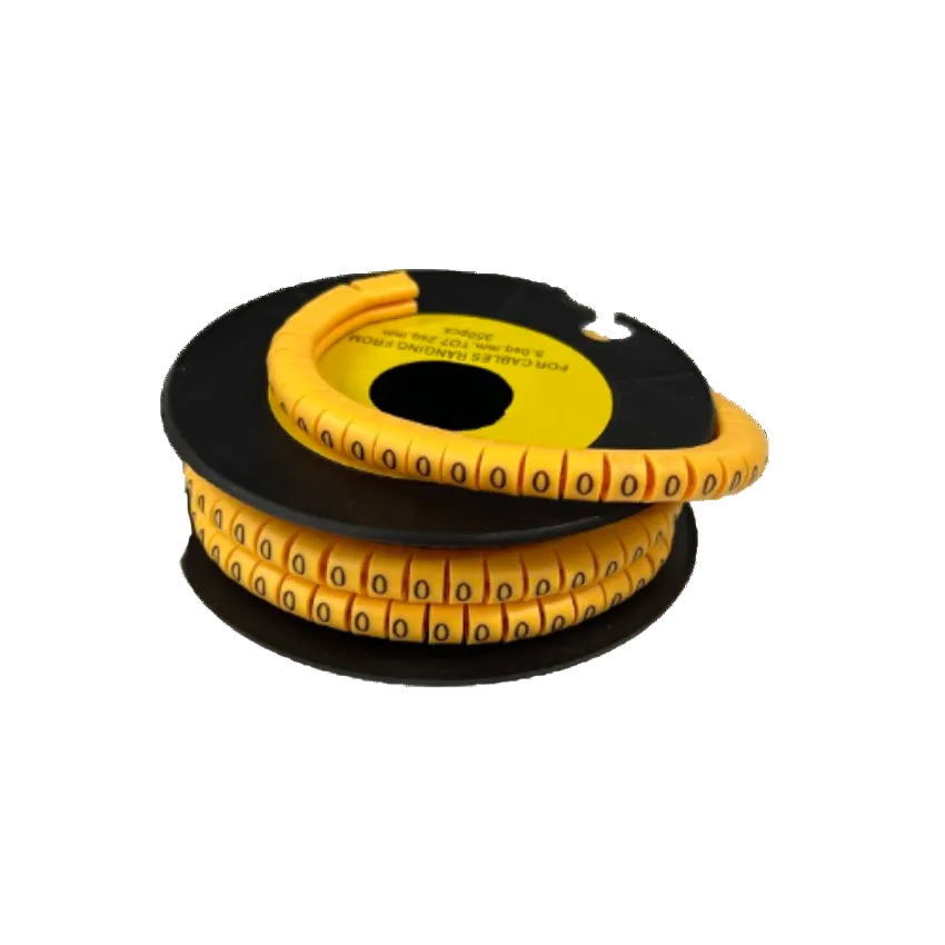 Spool of yellow spiral cable markers with printed 0 digits for cable organization Cable Marker Yellow 0