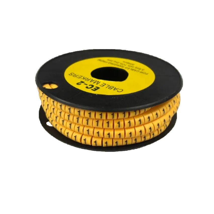 Grippes cable management spool with yellow numeric marker bands showing 1s Cable Marker Yellow - 1 for wiring organization