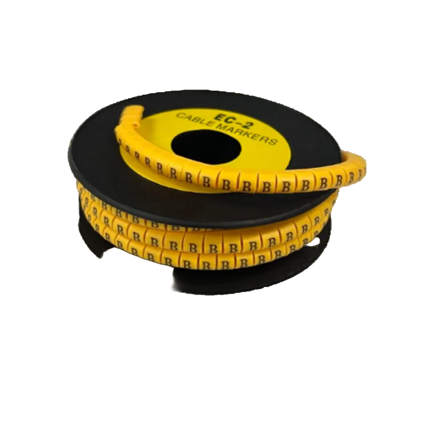 Grippes Cable Marker Yellow - B spool of flexible yellow cable markers printed with letter B for wiring identification