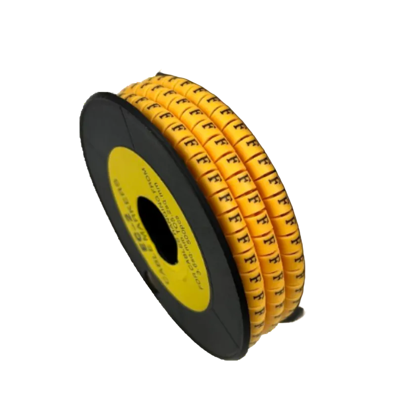 Grippes Cable Marker Yellow - F spool for cable management and wire identification with repeated F labels