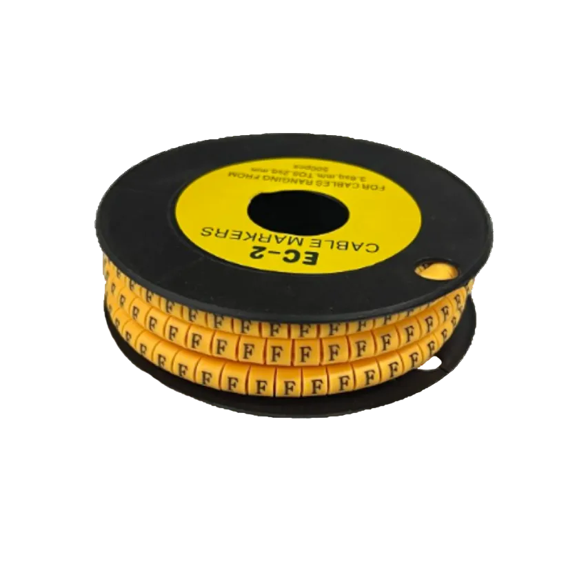 Grippes cable management spool with yellow letter F markers for wire labeling Cable Marker Yellow - F.