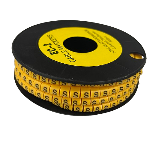 Grippes Cable Marker Yellow - S spool of yellow S letter cable markers for wiring identification