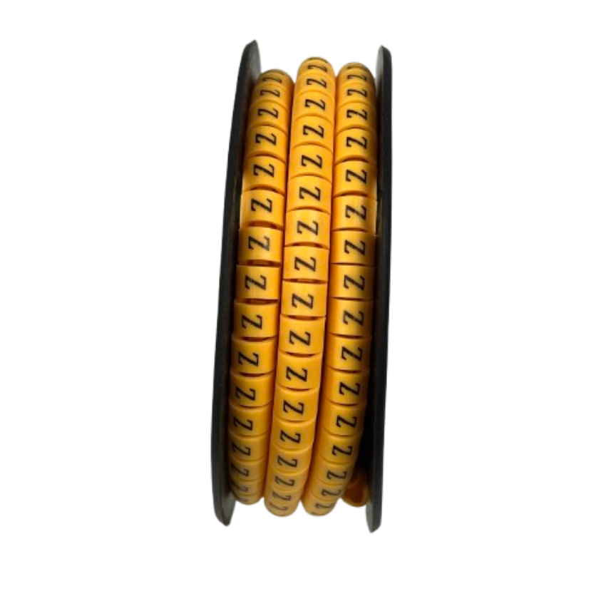 Grippes spool of Cable Marker Z - Yellow flexible round cable markers printed Z for cable management labeling