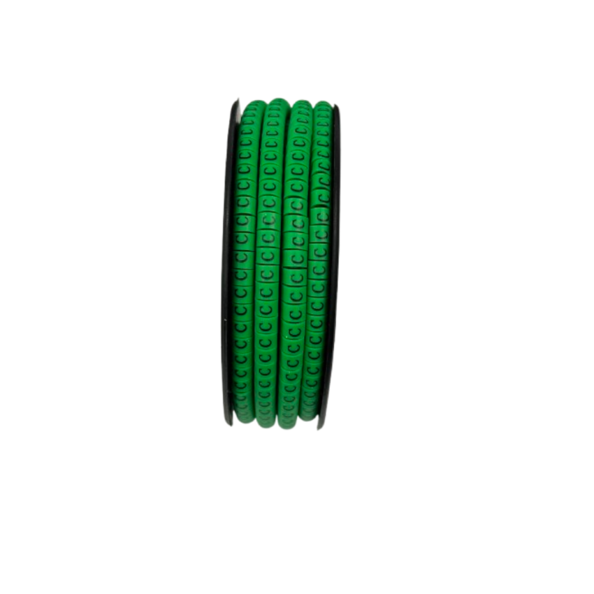 EC-1 cable marker green 1000pcs arranged neatly on a spool for efficient cable organization