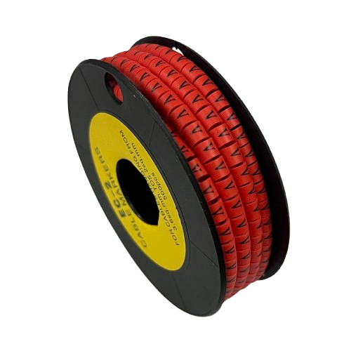 Grippes V cable marker roll in red, ideal for organized cable management and labeling