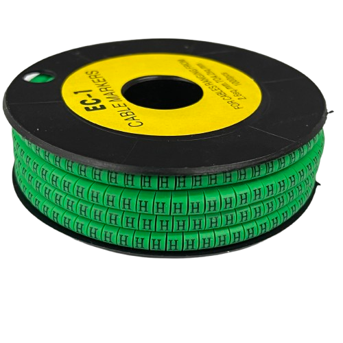 Grippes spool of green cable markers "H" Marker EC-1 Green 2.6mm to 4.2mm for wire identification
