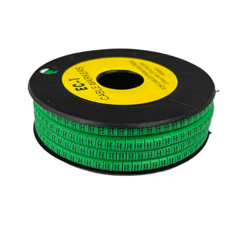 Grippes spool of green cable markers "H" Marker EC-1 Green 2.6mm to 4.2mm for wire identification