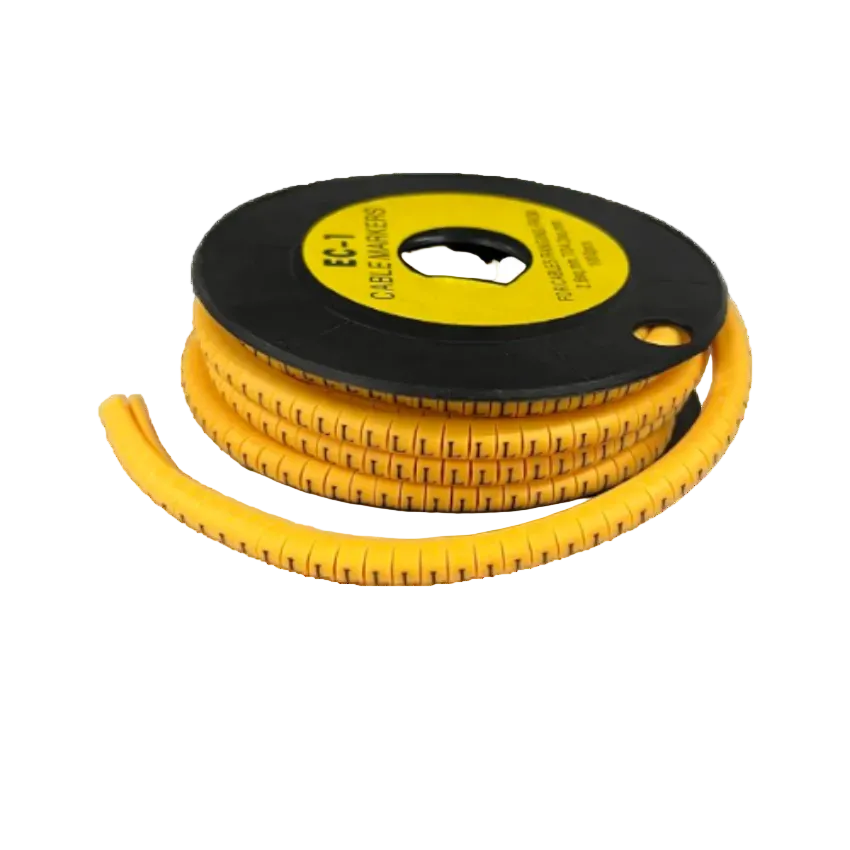 Yellow L Marker 2.6mm to 4.2mm cable management spiral wrap on black spool from China