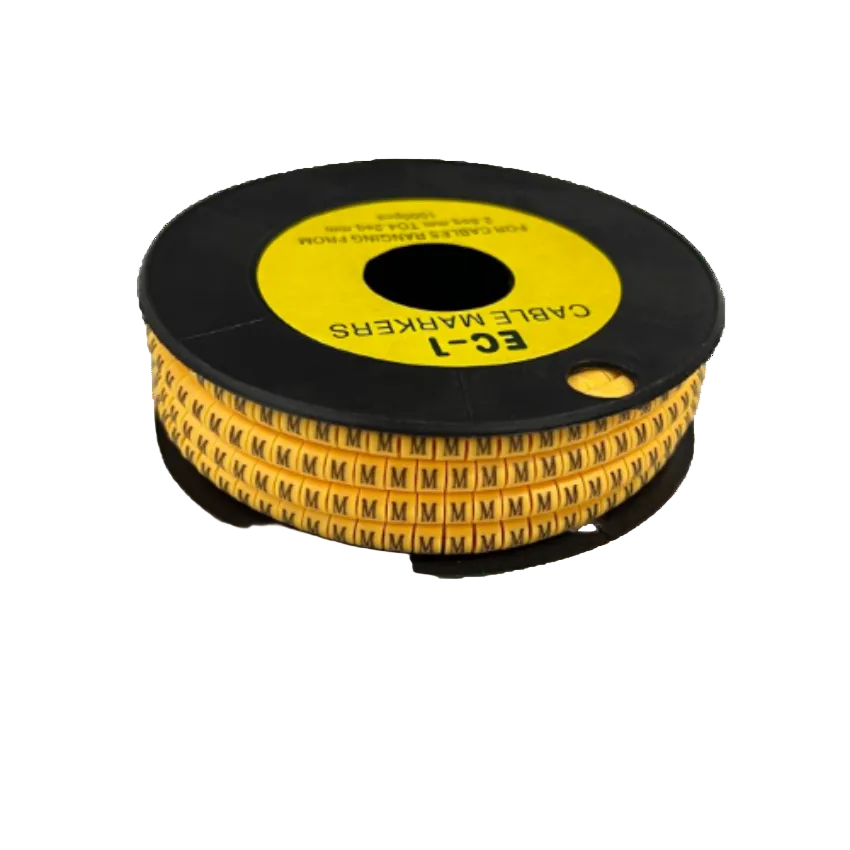 Cable Management spool of M Marker 2.6mm to 4.2mm yellow cable markers with black lettering